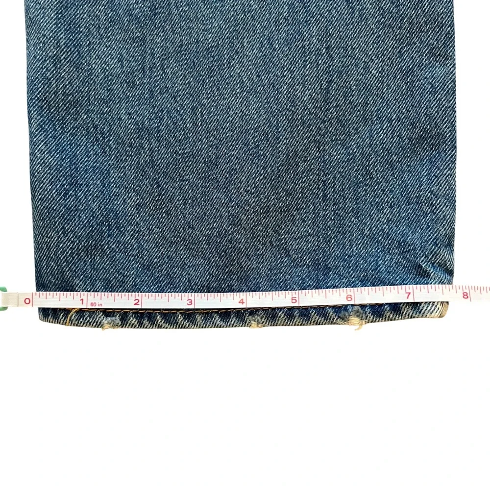 Levis 501 Original Fit Straight Leg Distressed Blue Denim Jeans‎ Mens 34x30
